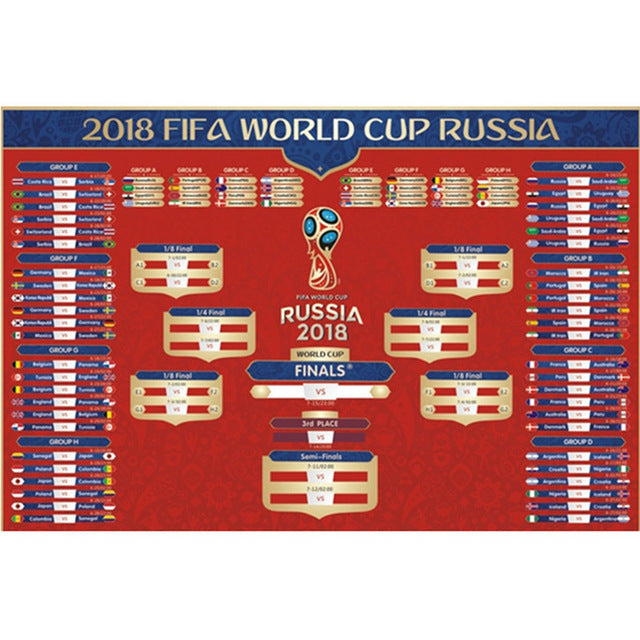 2018 World Cup Schedule Wall Chart